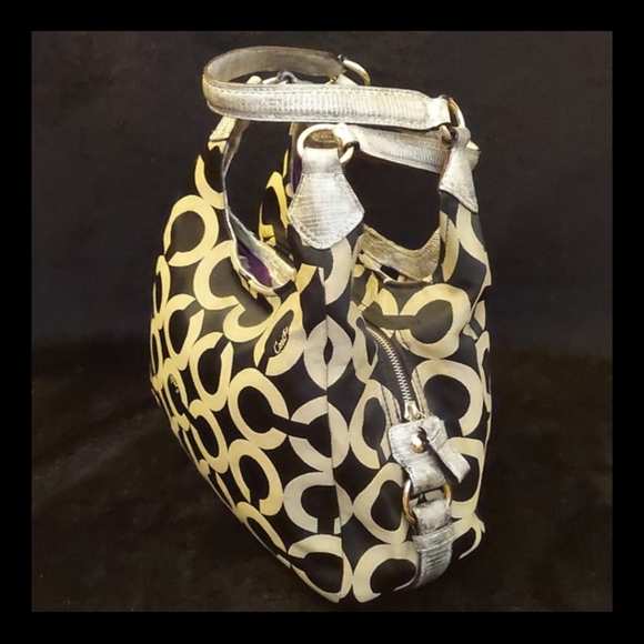 Coach snakeskin trim satchel with three compartments. - Picture 7 of 7